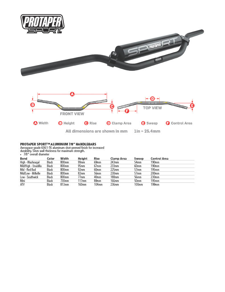 Load image into Gallery viewer, ProTaper Sport Handlebar Mini Black