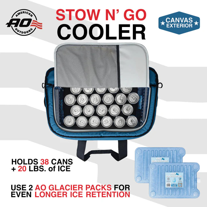 Load image into Gallery viewer, AO Stow-N-Go Canvas 38 Can Cooler Ocean Blue