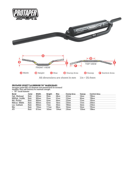 ProTaper Sport Handlebar Mini Black