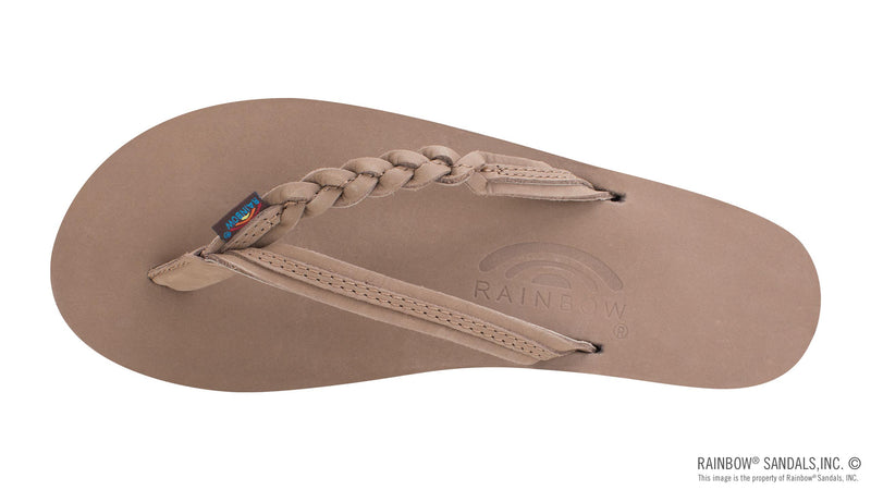 Load image into Gallery viewer, Womens Rainbow Flirty Braidy - Single Layer 1/2" Narrow Strap with Braid Dark Brown
