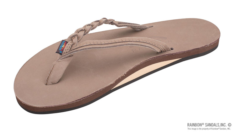 Load image into Gallery viewer, Womens Rainbow Flirty Braidy - Single Layer 1/2" Narrow Strap with Braid Dark Brown
