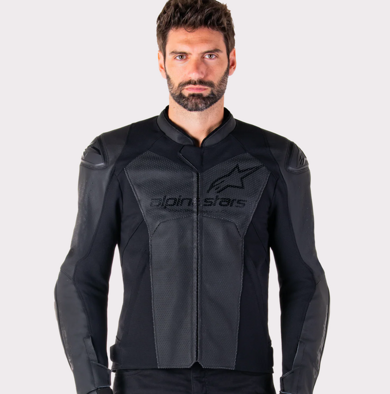Load image into Gallery viewer, Alpinestars Faster Leather V3 Airflow Black Jacket
