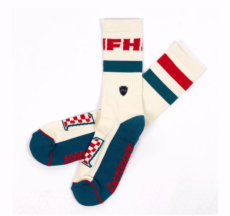 Load image into Gallery viewer, Fasthouse Heroes Crew Sock - Off White/Blue
