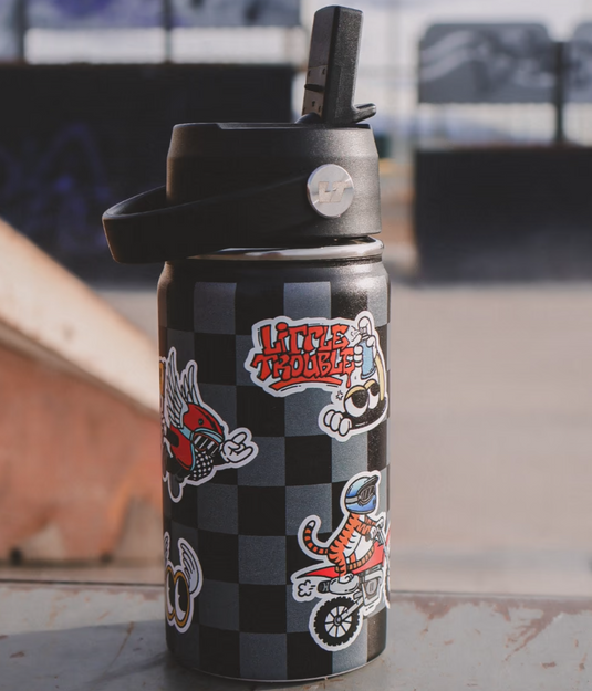 Little Trouble Checkered Water Bottle