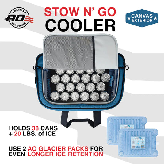 AO Stow-N-Go Canvas 38 Can Cooler Ocean Blue