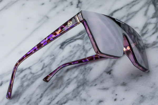 Load image into Gallery viewer, Clarity Sunglasses: Velvet Tortoise Frame/Purple Polarized Lens
