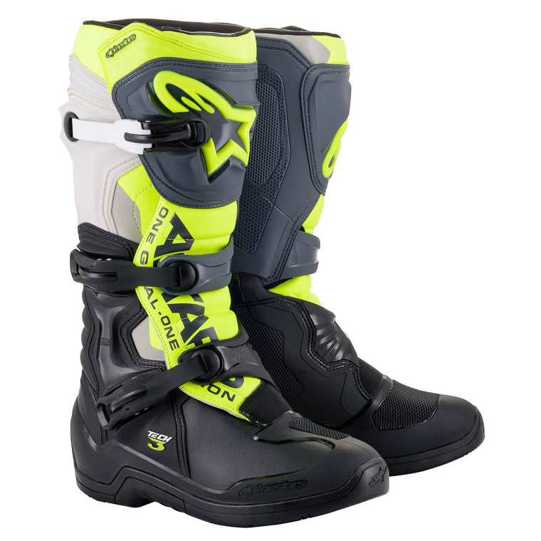 Load image into Gallery viewer, Alpinestars-Tech-3-Boot-Gray-Green-Flo-Yellow
