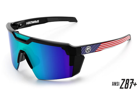 Heat Wave Visual Future Tech Sunglasses, Stars & Stripes USA Z87+ w/ Polarized Galaxy Lens
