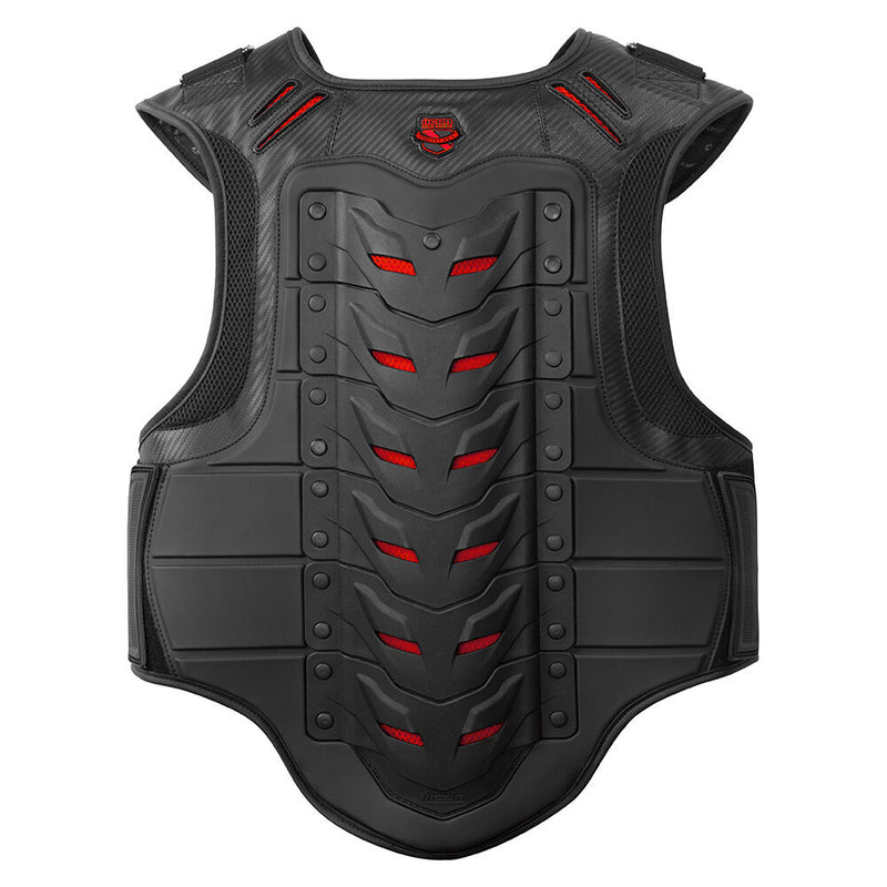 Load image into Gallery viewer, Icon-Stryker-Vest-Black-Red-Back
