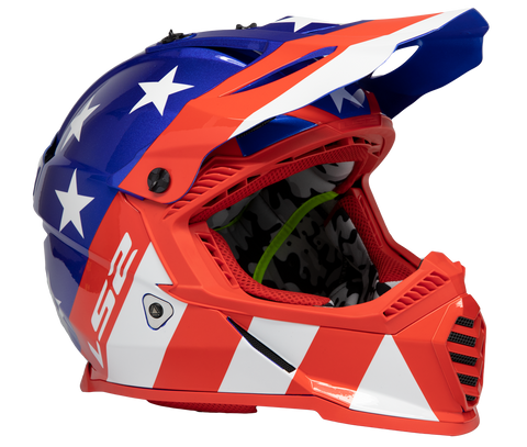 LS2 Helmets Gate Stripes-Gloss Red/White/Blue Helmet